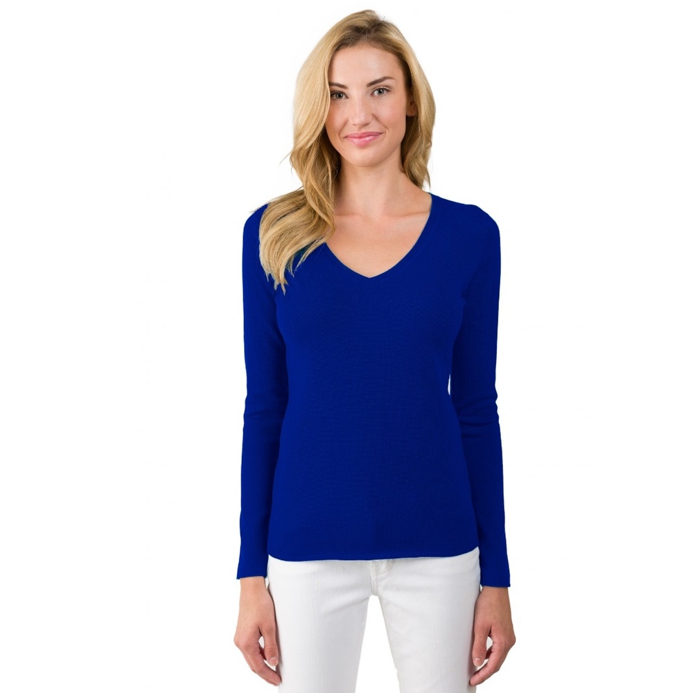 EUC 100% Cashmere V-Neck Sweater in Royal Blue